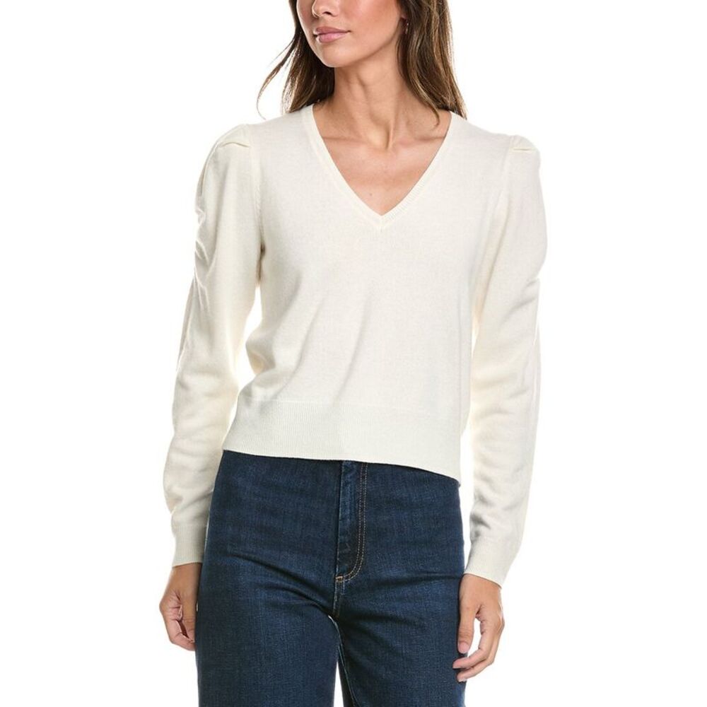Frame Denim Womens  Frankie Wool & Cashmere-Blend Sweater, White